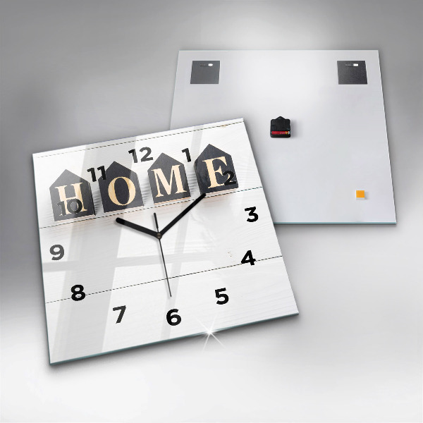 Skleněné hodiny čtvercové Nápis House