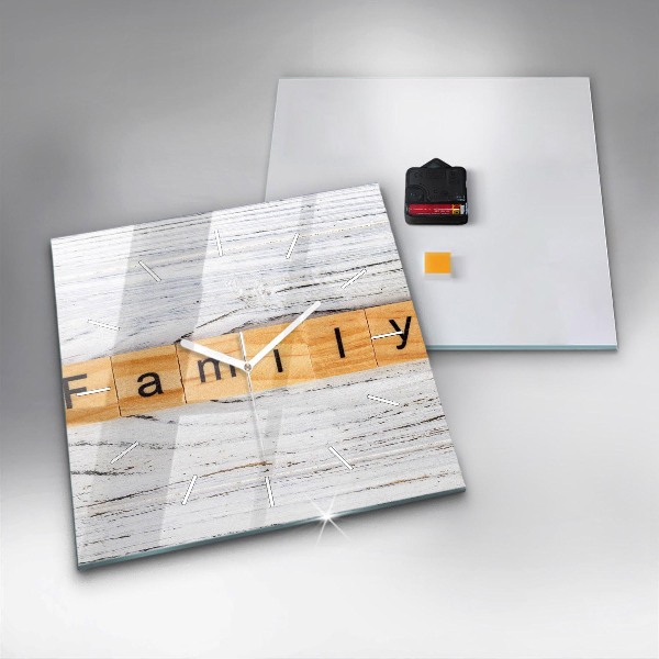 Skleněné hodiny čtvercové Rodina