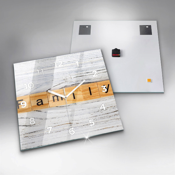 Skleněné hodiny čtvercové Rodina