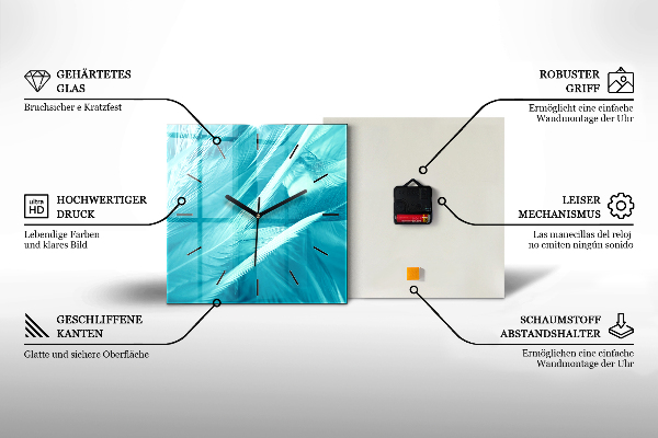 Skleněné hodiny čtvercové Krajina moře