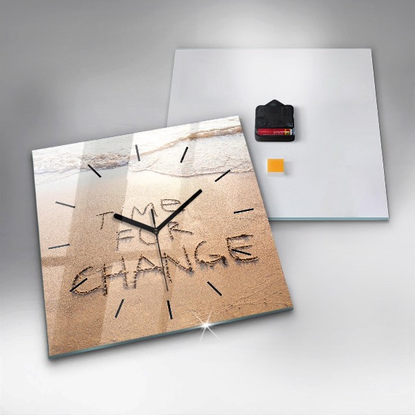 Skleněné hodiny čtvercové Citát na pláži