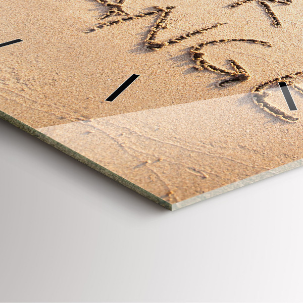 Skleněné hodiny čtvercové Citát na pláži