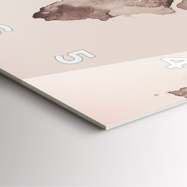 Skleněné hodiny čtvercové Akvarelová mapa světa