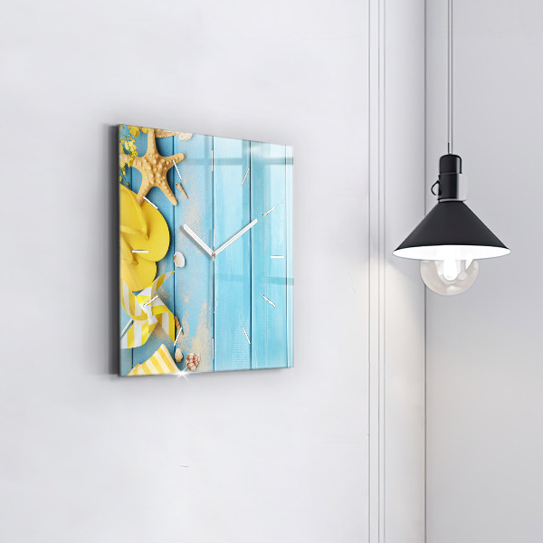 Skleněné hodiny čtvercové Plážové doplňky a prkna