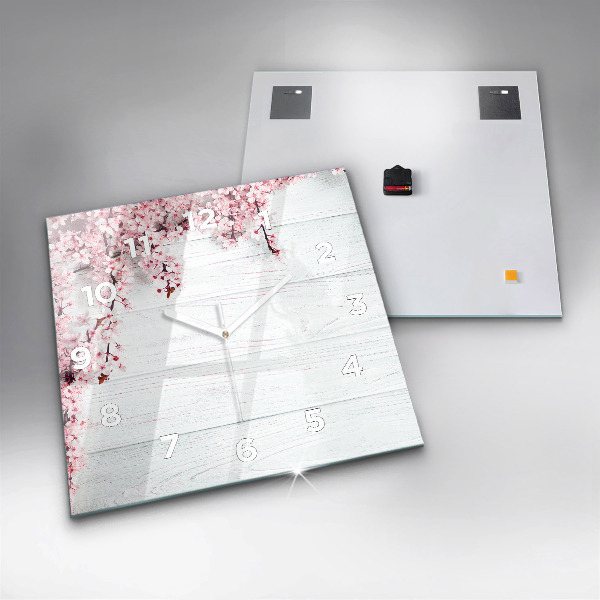 Skleněné hodiny čtvercové Jarní květiny