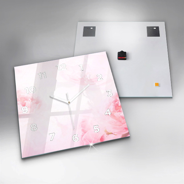 Skleněné hodiny čtvercové Kvetoucí květiny