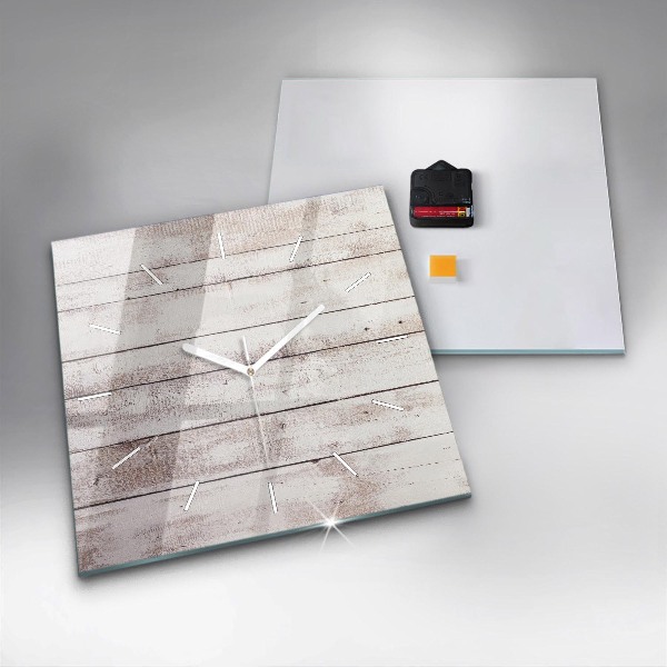 Skleněné hodiny čtvercové Světlá dřevěná prkna