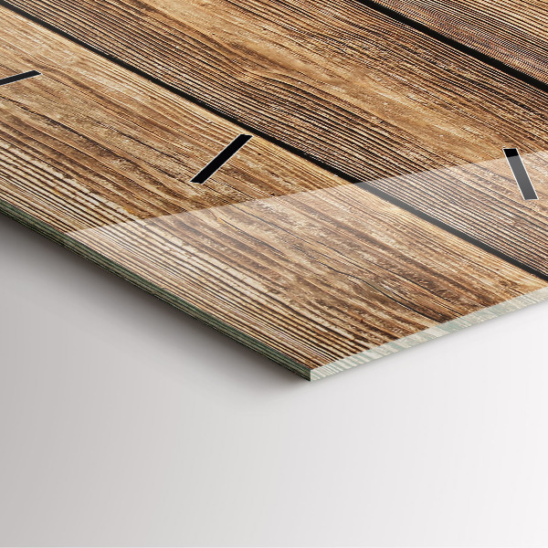 Skleněné hodiny čtvercové Dřevěná prkna