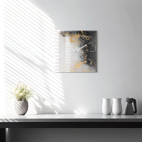 Čtvercové nástěnné hodiny Umělecký mramor
