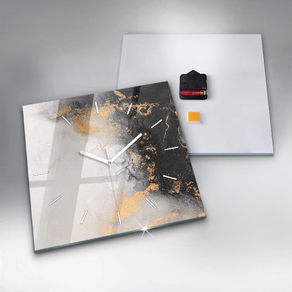 Čtvercové nástěnné hodiny Umělecký mramor