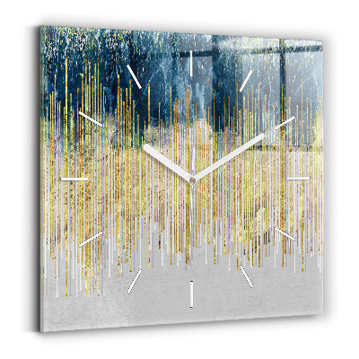 Čtvercové nástěnné hodiny Dekorativní vzor a zlato