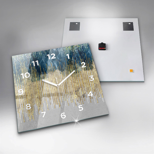 Čtvercové nástěnné hodiny Dekorativní vzor a zlato