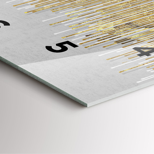 Čtvercové nástěnné hodiny Dekorativní vzor a zlato