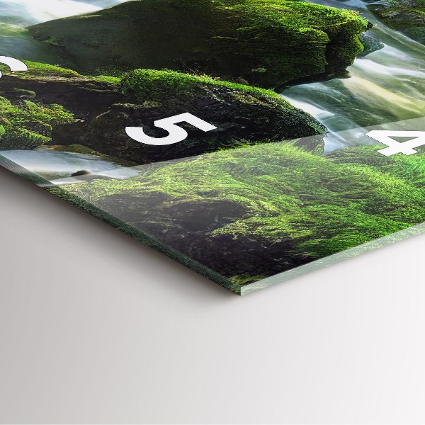 Čtvercové nástěnné hodiny Vodopád a skály