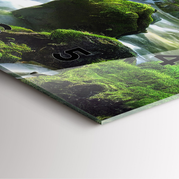 Čtvercové nástěnné hodiny Vodopád a skály