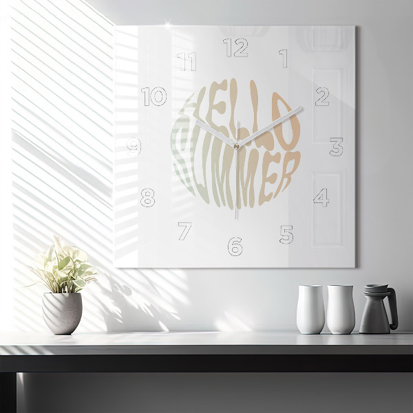 Čtvercové nástěnné hodiny Ahoj léto!