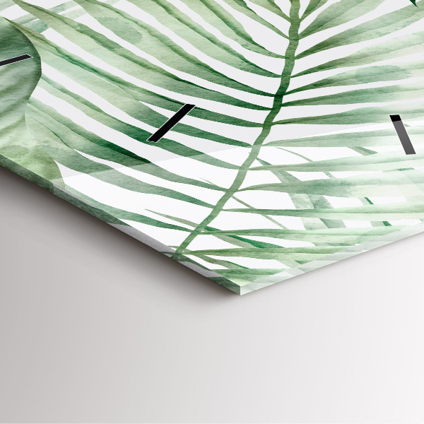 Čtvercové nástěnné hodiny Malované listy rostlin