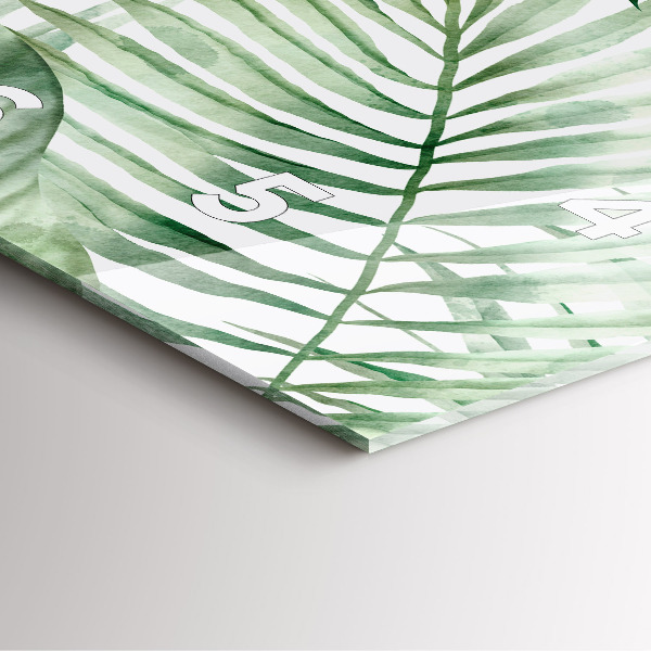 Čtvercové nástěnné hodiny Malované listy rostlin