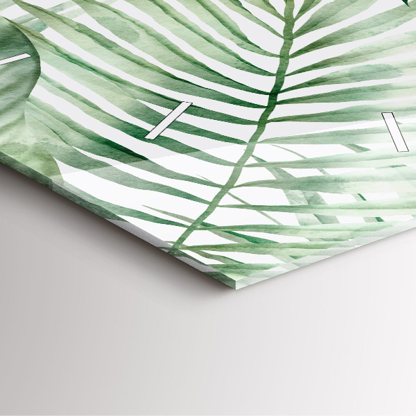 Čtvercové nástěnné hodiny Malované listy rostlin