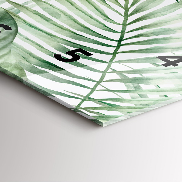 Čtvercové nástěnné hodiny Malované listy rostlin