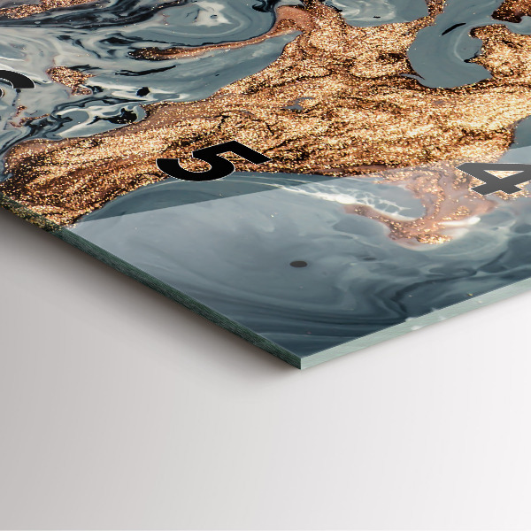 Čtvercové nástěnné hodiny Mramorová zlatá abstrakce