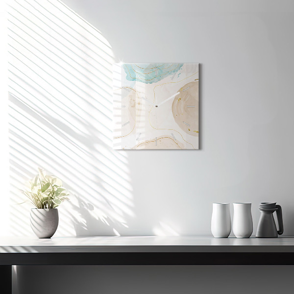 Čtvercové nástěnné hodiny Akvarelové skvrny