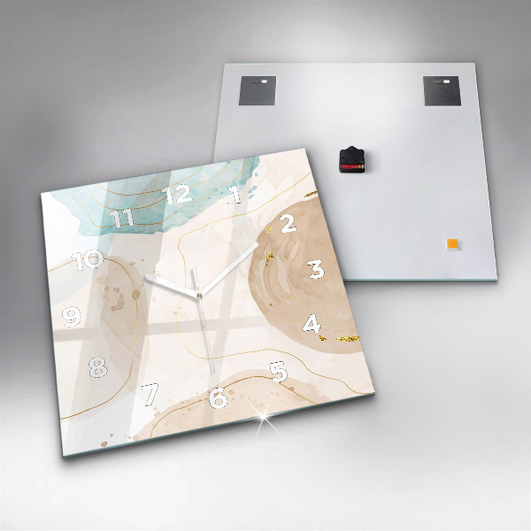 Čtvercové nástěnné hodiny Akvarelové skvrny