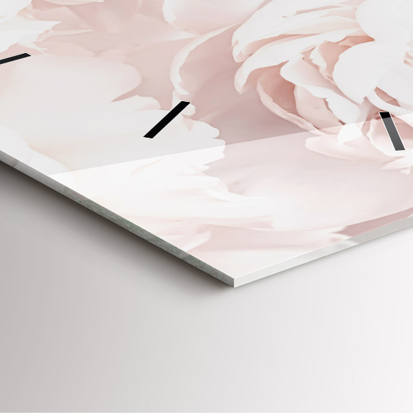 Čtvercové nástěnné hodiny Květy pivoňky