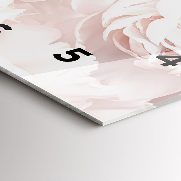 Čtvercové nástěnné hodiny Květy pivoňky