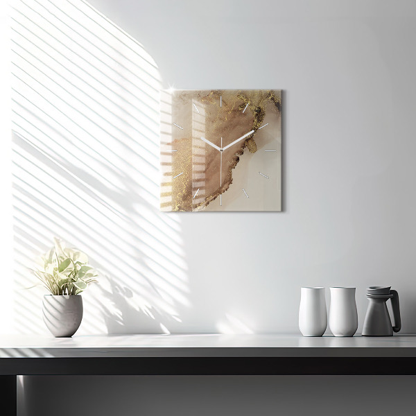 Čtvercové nástěnné hodiny Béžové moderní umění