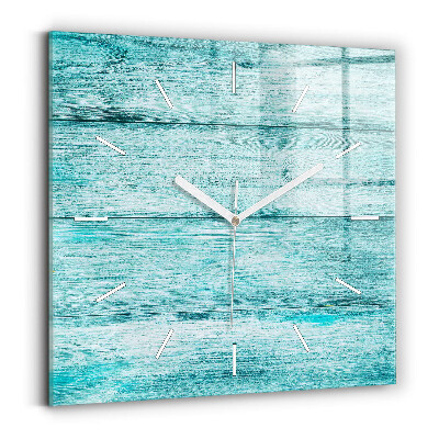 Skleněné hodiny čtvercové Modré staré dřevo