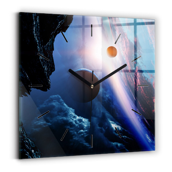 Skleněné hodiny čtvercové Velká galaxie