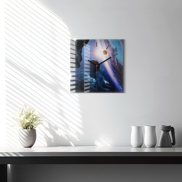 Skleněné hodiny čtvercové Velká galaxie