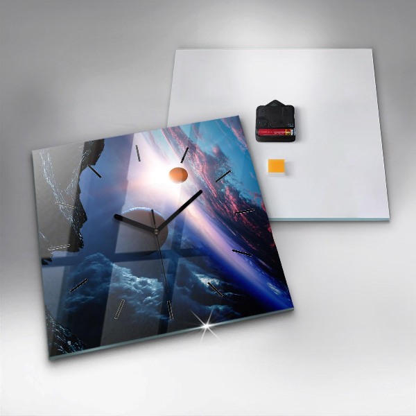 Skleněné hodiny čtvercové Velká galaxie