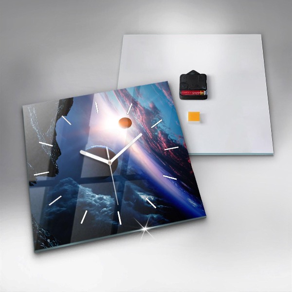 Skleněné hodiny čtvercové Velká galaxie