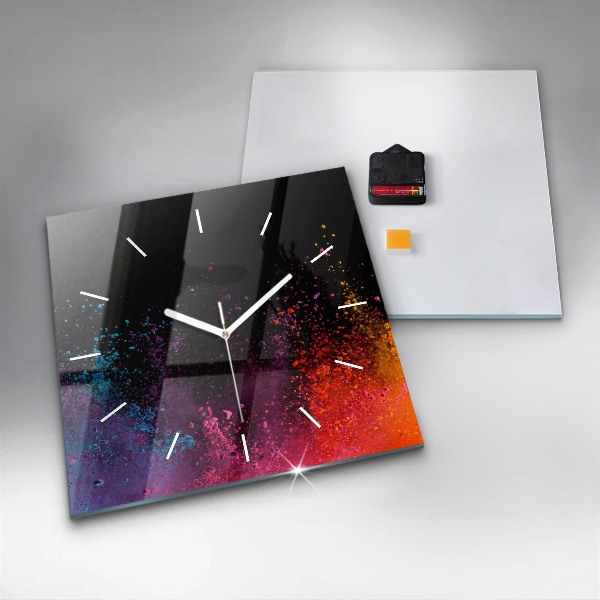 Skleněné hodiny čtvercové Exploze barev