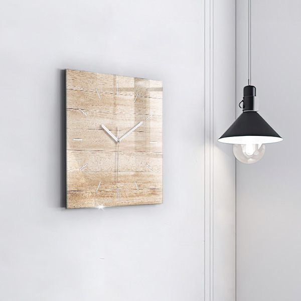 Skleněné hodiny čtvercové Dřevěná textura