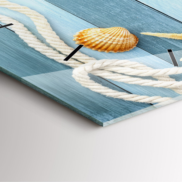 Skleněné hodiny čtvercové Pruhy prken a mušle