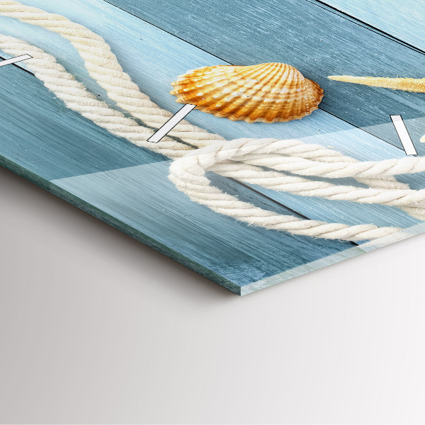 Skleněné hodiny čtvercové Pruhy prken a mušle