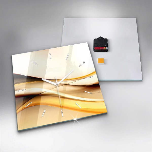 Skleněné hodiny čtvercové Abstrakce vln