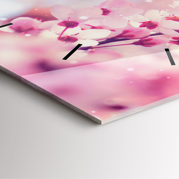 Skleněné hodiny čtvercové Květiny jaro