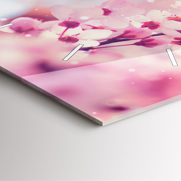 Skleněné hodiny čtvercové Květiny jaro