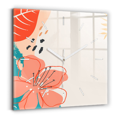 Čtvercové nástěnné hodiny Havajské rostliny