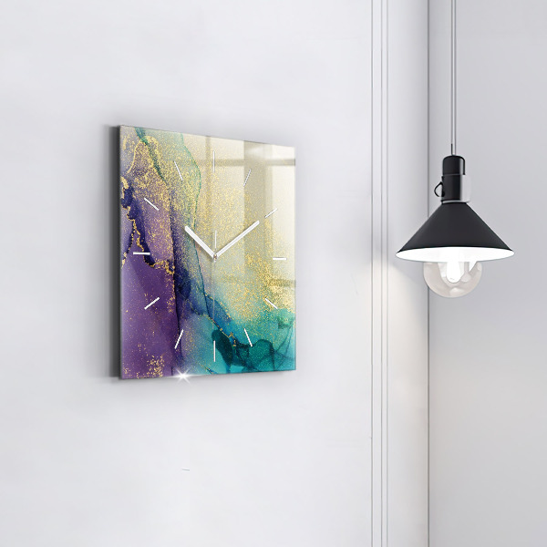 Čtvercové nástěnné hodiny Barevná abstrakce