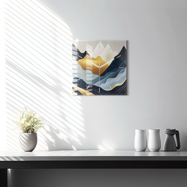 Čtvercové nástěnné hodiny Abstraktní hory