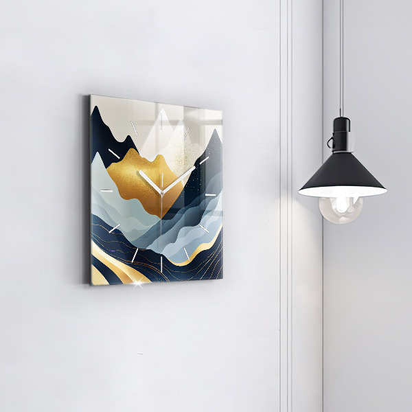 Čtvercové nástěnné hodiny Abstraktní hory