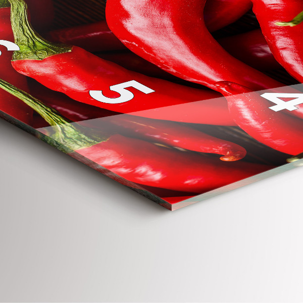 Čtvercové nástěnné hodiny Horké papriky