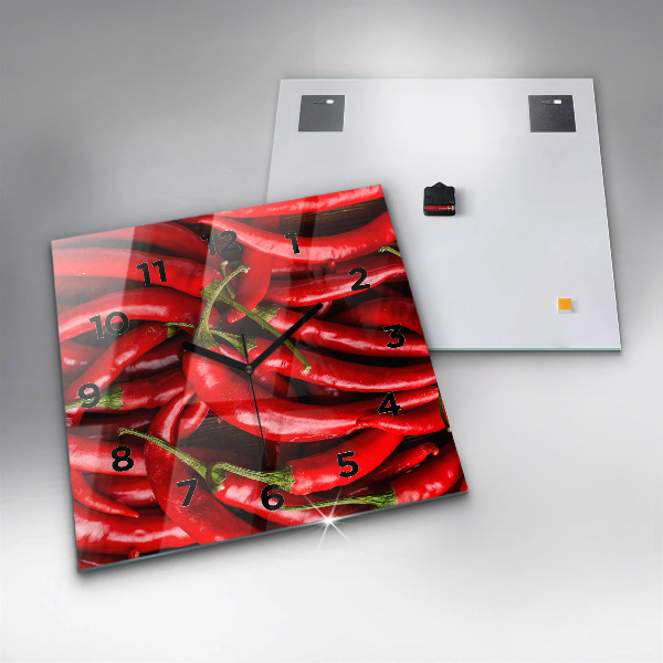 Čtvercové nástěnné hodiny Horké papriky