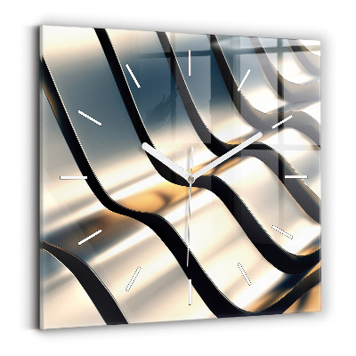 Čtvercové nástěnné hodiny Stříbrný vzor