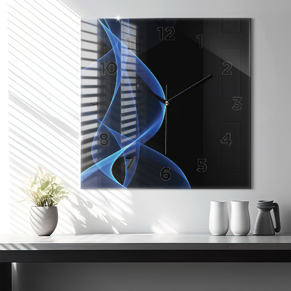 Čtvercové nástěnné hodiny Modré linie